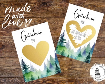 Gift voucher for a birthday, gift voucher for a wedding, gift card, experience voucher, personalized voucher, forest-themed card, gift of time