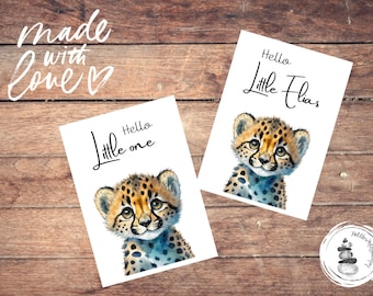 Baby card cheetah, card for birth, personalizable card for birth, birth card card birth baby, congratulations on the birth,