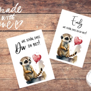 Babykaart stokstaartje, geboortekaart, personaliseerbare geboortekaart, geboortekaart geboorte baby, gefeliciteerd met de geboorte