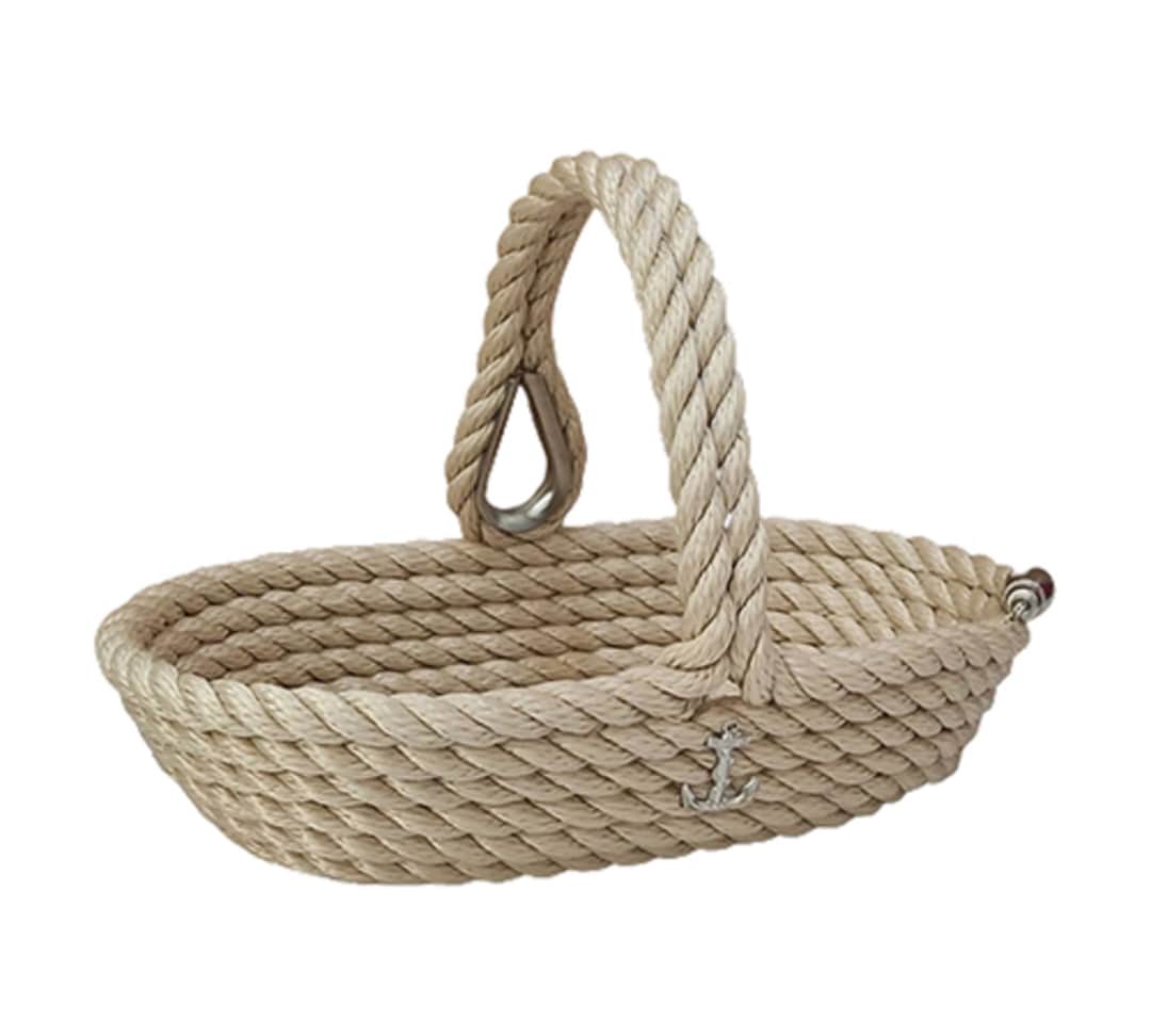 Luxury Handmade Rope Basket With Handle – Nautical Yacht Serving Basket ...