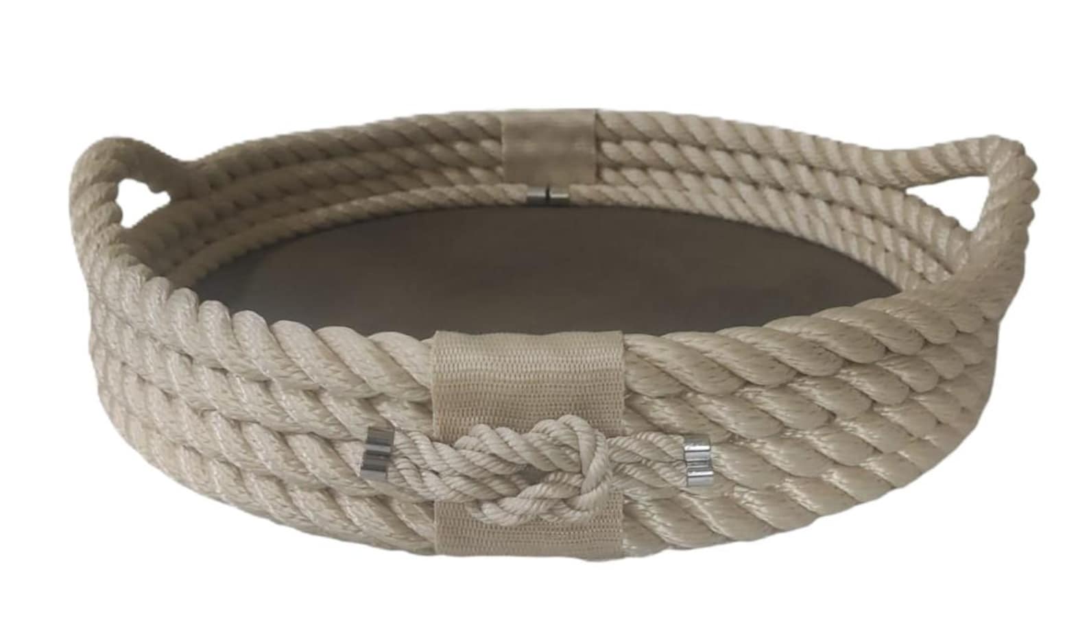 Rope Design, Round Tray, Inside Leather Covered. - Etsy
