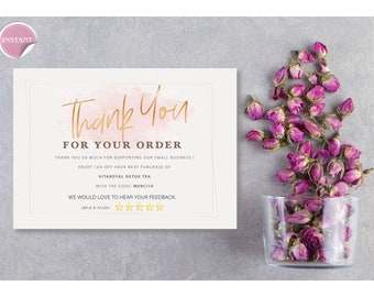 Small Business Thank You Card Printable – Order Insert Card – Packaging Thank You Note – Customer Appreciation Card – Digital Download