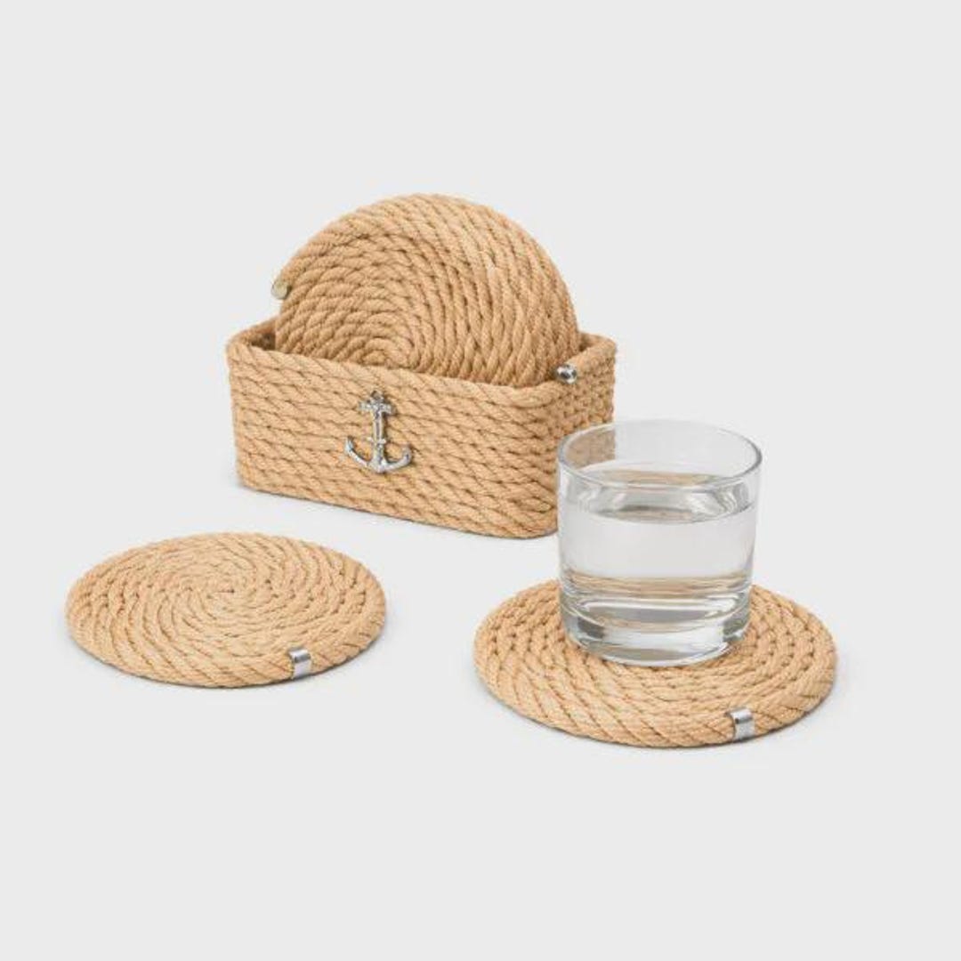 Nautical Rope Coaster Set, Marine Rope Drink Coasters – Coastal Table ...