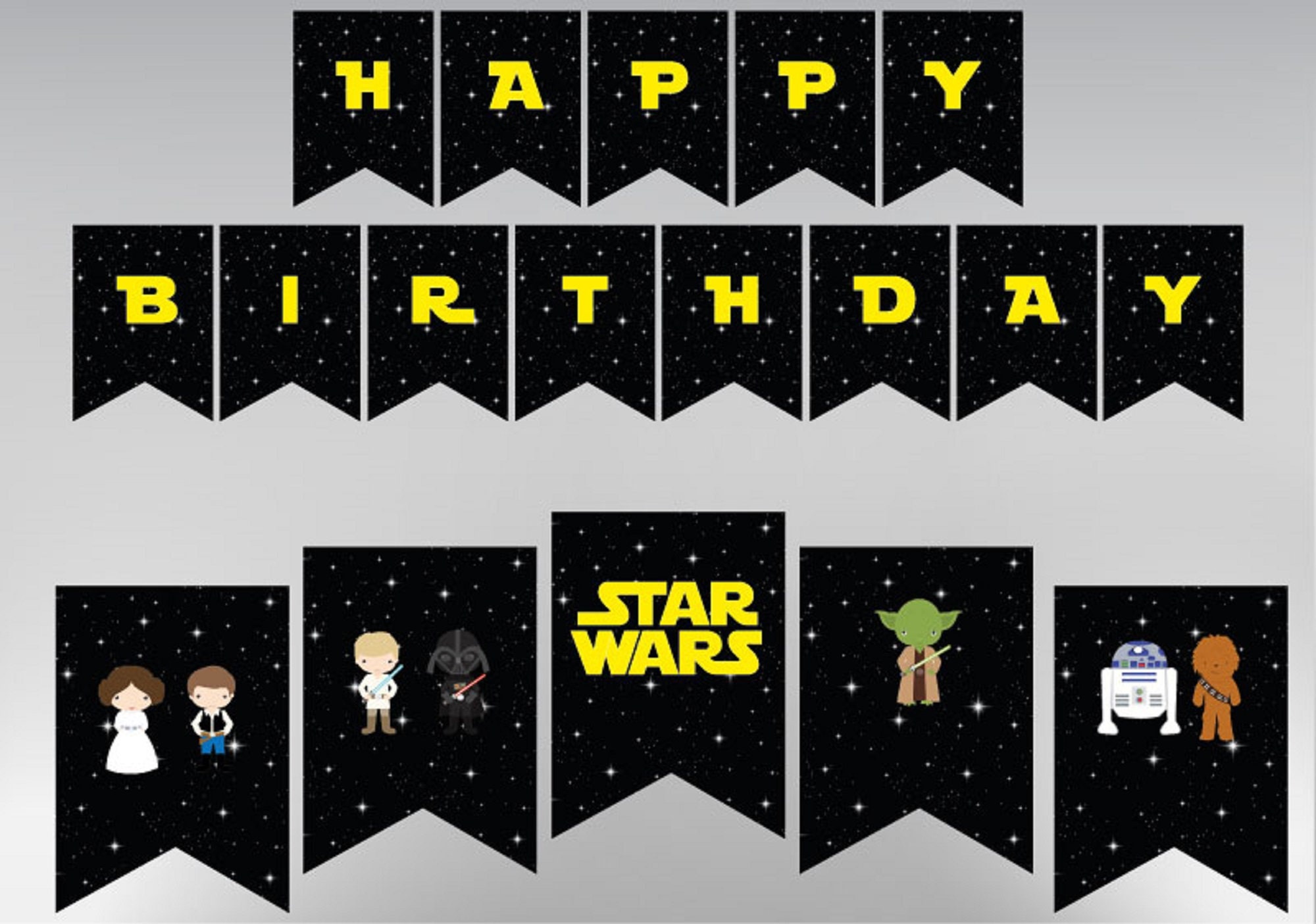 Star Wars Banner, Party Decoration, With ALL LETTERS, Instant Download - Etsy