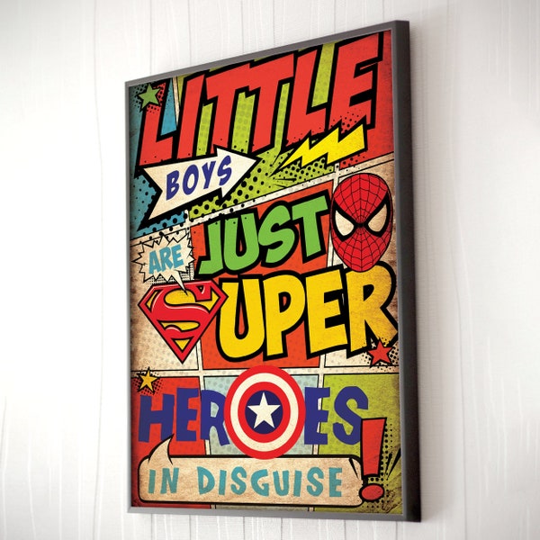 Little Boys Are Just Super Heroes in Disguise DIGITAL DOWNLOAD - 16 x 20