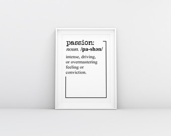 Inspirational Wall Quote Print Poster A4 Motivational Quote Do It With Passion 