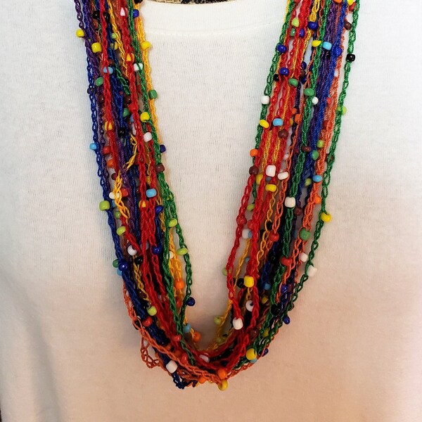 Beautiful crochet necklace with beads