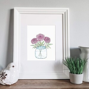 Printable 5x7 inch Pink Floral Minimalist Wall Art, INSTANT DOWNLOAD