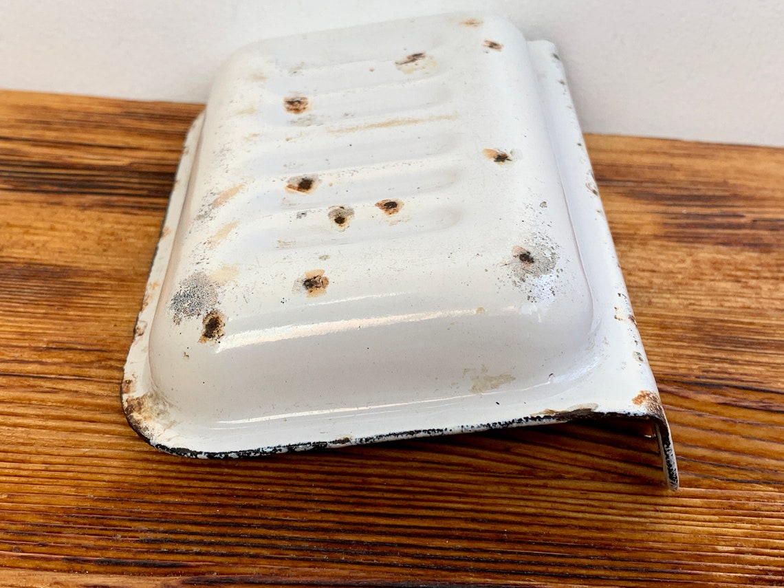 Original Vintage Enamel Soap Dish Antique Rustic Soap Dish Etsy