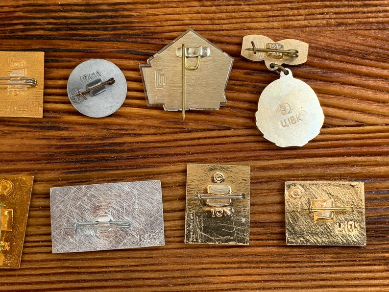 Lenin Badges Cold War Communism Lot of 10 pcs with Lenin USSR Soviet Era Enamel Pins