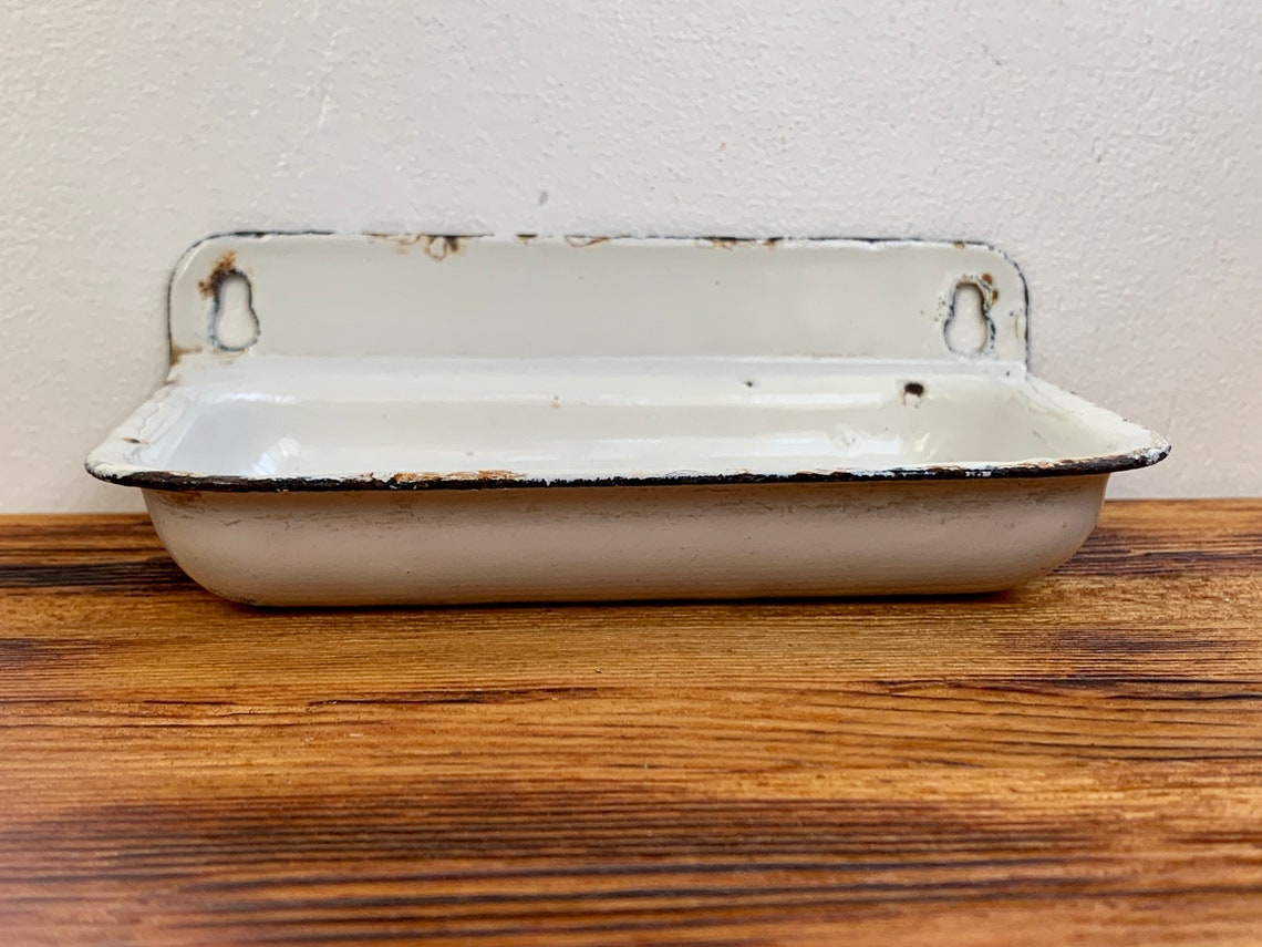 Original Vintage Enamel Soap Dish Antique Rustic Soap Dish Etsy
