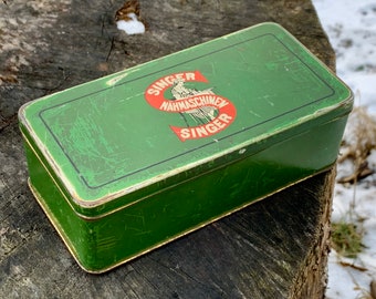 Vintage Germany Singer Tin Box, Singer Tin Box, Rare Tin Box, Germany Tin Box 1960s