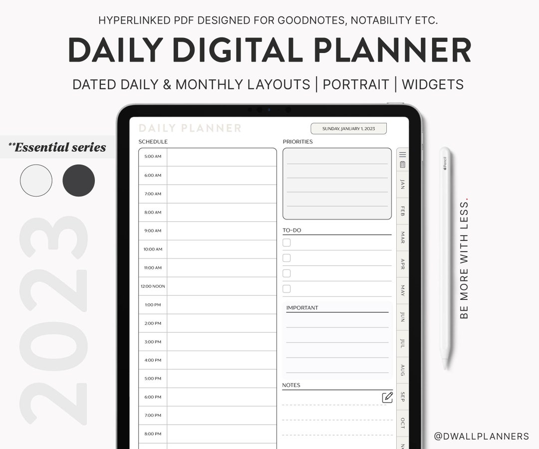 Digital Daily Planner for Goodnotes Notability Minimalistic Etsy