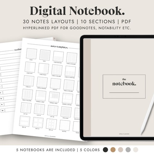 Digital Notebook Tabs Goodnotes Notebook for Ipad Etsy