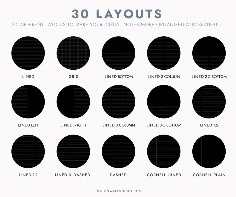 Digital Notes Templates for Goodnotes Notability, Dark Theme Notes for