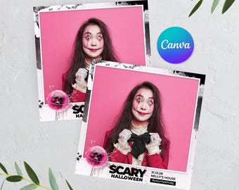 Halloween Photo booth, Pink Halloween template, Scary Halloween Photobooth template 5x5 1 Photo Template