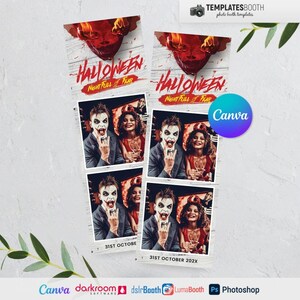 Halloween Photo booth, Halloween template, Halloween Party Photobooth template 4x6 4 Photo, 2x6 2 Photo Template
