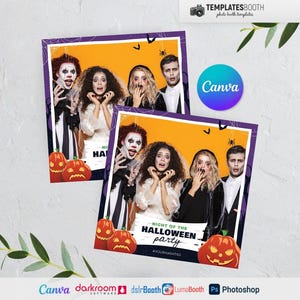 Halloween Photo booth, Purple Halloween template, Spooky Night Photobooth template 5x5 1 Photo Template
