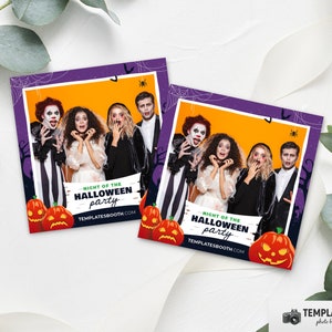 Halloween Photo booth, Purple Halloween template, Spooky Night Photobooth template 5x5 1 Photo Template