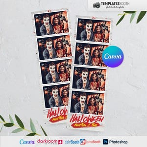 Halloween Photo booth, Halloween template, Halloween Party Photobooth template 4x6 8 Photo, 2x6 4 Photo Template
