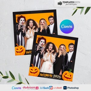 Halloween Photo booth, Halloween template, Orange Pumpkin Photobooth template 5x5 1 Photo Template