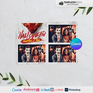 Halloween Photo booth, Halloween template, Halloween Party Photobooth template 6x4 3 Photo Template
