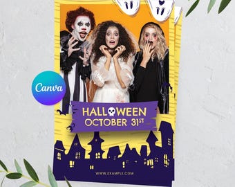 Halloween Photo booth, Cute Halloween template, Haunted House Photobooth template 4x6 1 Photo Template