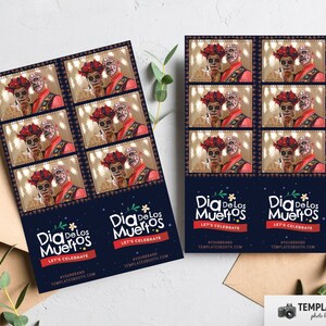 Fotomatón del Día de Muertos, plantilla del Día de Los Muertos, plantilla de fotomatón mexicano 4x6 6 Foto, Plantilla de foto 2x6 3