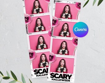 Halloween Photo booth, Pink Halloween template, Scary Halloween Photobooth template 4x6 8 Photo, 2x6 4 Photo Template