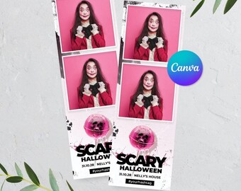Halloween Photo booth, Pink Halloween template, Scary Halloween Photobooth template 4x6 4 Photo, 2x6 2 Photo Template