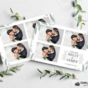 Wedding Photo booth, Simple Minimalist Wedding Photobooth template for Anniversary 6x4 3 Photo Template