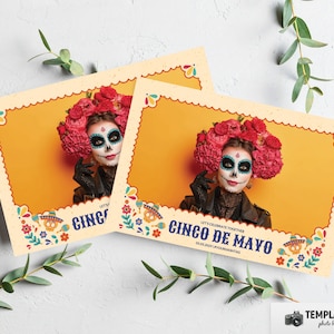 Cinco De Mayo Photo Booth-sjabloon, Dag van de Doden-sjabloon, Calavera Skull Photobooth-sjabloon 6x4 1 fotosjabloon