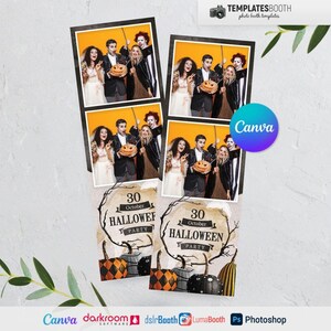 Halloween Photo booth, Halloween Party template, 3D Pumpkins Photobooth template 4x6 4 Photo, 2x6 2 Photo Template