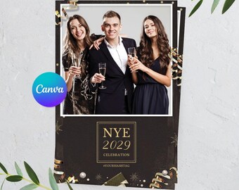 Fotomatón de Nochevieja, fotomatón de lujo para fiesta de Año Nuevo en plantilla de 1 foto de 4x6