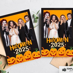 Halloween Photo booth, Halloween template, Orange Pumpkin Photobooth template 4x6 1 Photo Template