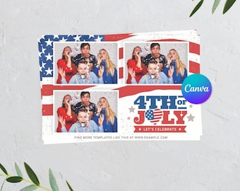 4th July Event Photo booth template, USA Independence Day Photobooth American template 6x4 3 Photo Template