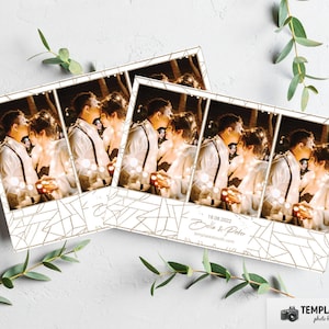 Wedding Photo booth template, Elegant Gold Photobooth template 6x4 3 Photo Template