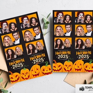 Halloween Photo booth, Halloween template, Orange Pumpkin Photobooth template 4x6 6 Photo, 2x6 3 Photo Template