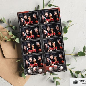 Halloween Photo booth, Scary Halloween template, Bloody Skulls Photobooth template 4x6 8 Photo, 2x6 4 Photo Template