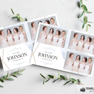 Wedding Photo booth, Simple Minimal Wedding Photobooth template for Annivesary 6x4 3 Photo Template