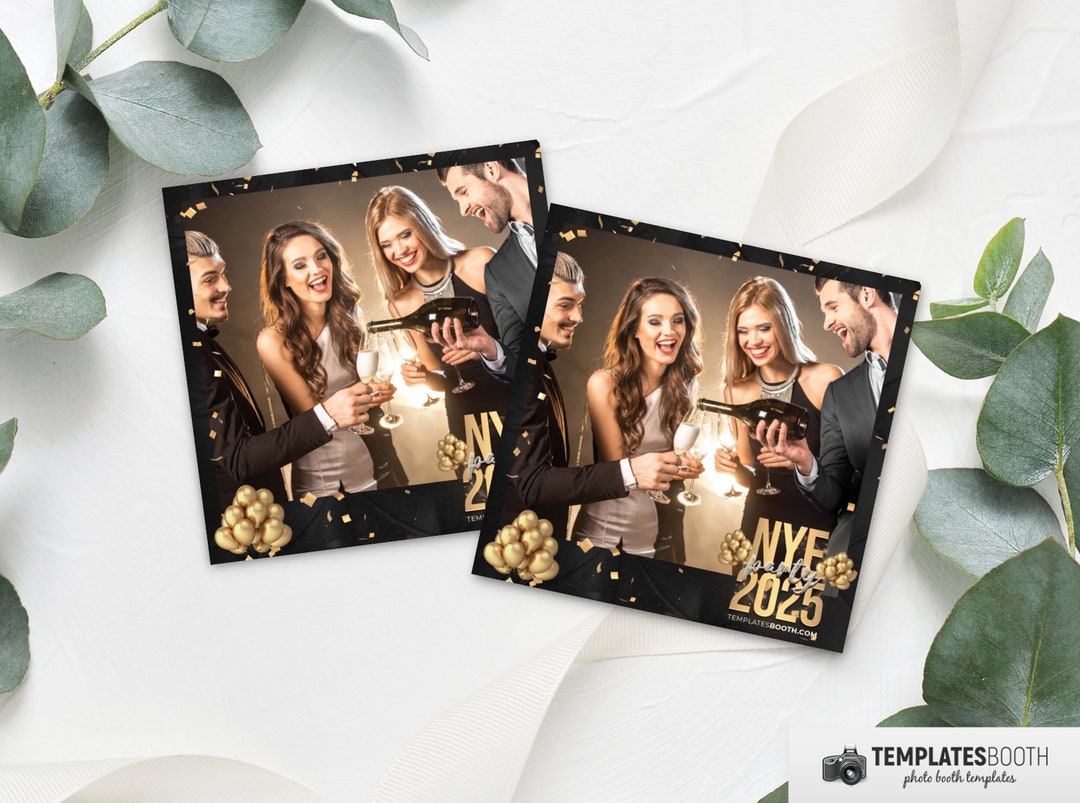 New Year Photo Booth, NYE Party Template, New Year's Eve Photobooth in