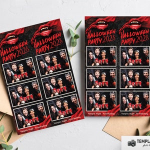 Halloween Photo booth, Halloween template, Vampire Party Photobooth template 4x6 6 Photo, 2x6 3 Photo Template