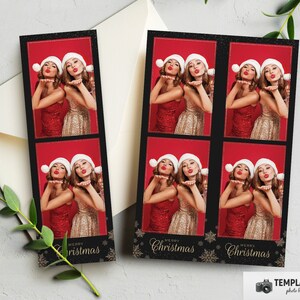 Christmas Photo Booth, Black Gold Xmas Photobooth Template in 4x6 4 Photo, 2x6 2 Photo Template