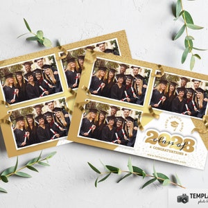 Graduation Event Photo booth, Gold Glitter Template, Prom Party Photobooth template 6x4 3 Photo Template