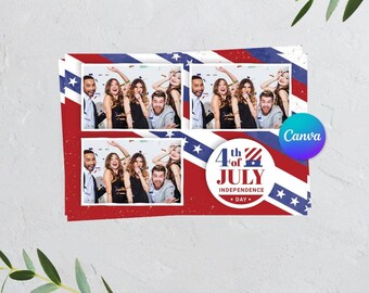 4th July Event Photo booth template, Independence Day Photobooth template 6x4 3 Photo Template