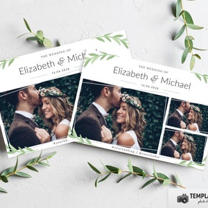 Wedding Photo booth, Simple Minimalist Wedding Photobooth template for Anniversary 6x4 3 Photo Template