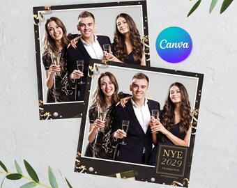 Fotomatón de Nochevieja, fotomatón de lujo para fiesta de Año Nuevo en plantilla de 1 foto de 5x5