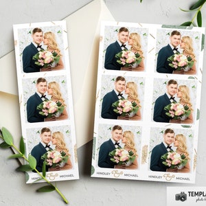 Wedding Photo booth template, Floral Minimalist Wedding Photobooth template 4x6 6 Photo, 2x6 3 Photo Template