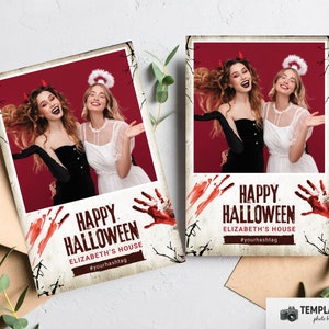 Halloween Photo booth, Happy Halloween template, Bloody Halloween Photobooth template 4x6 1 Photo Template