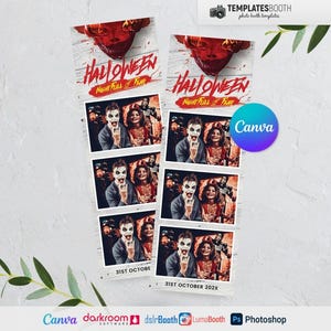 Halloween Photo booth, Halloween template, Halloween Party Photobooth template 4x6 6 Photo, 2x6 3 Photo Template